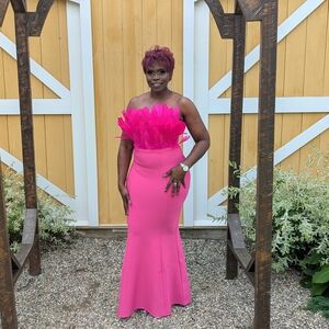 Vibrant Pink Strapless Gown